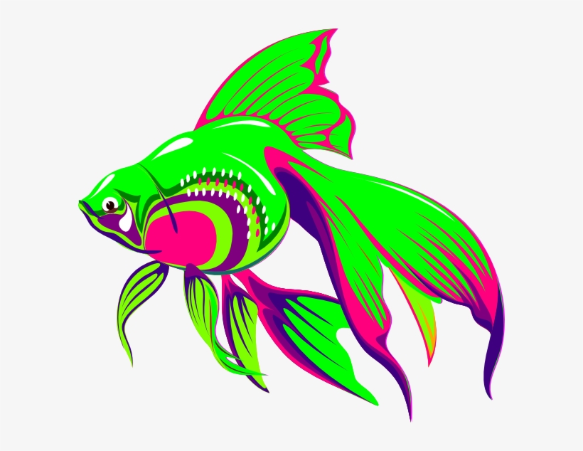 Green Clipart Goldfish - Neon Fish Clip Art, transparent png download