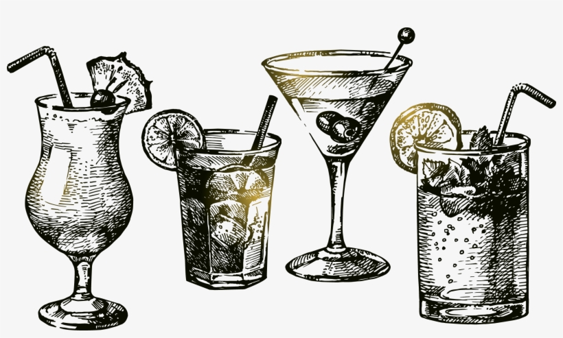 Cocktail Martini Cosmopolitan Drawing - Cocktail Drawing, transparent png download