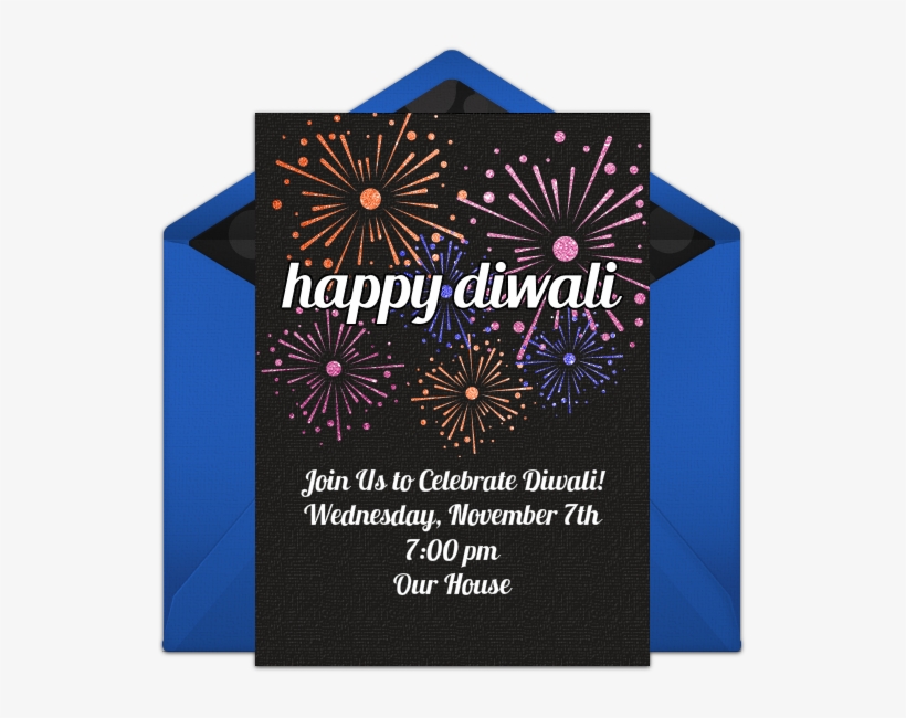 Diwali Fireworks Online Invitation - Fireworks, transparent png download