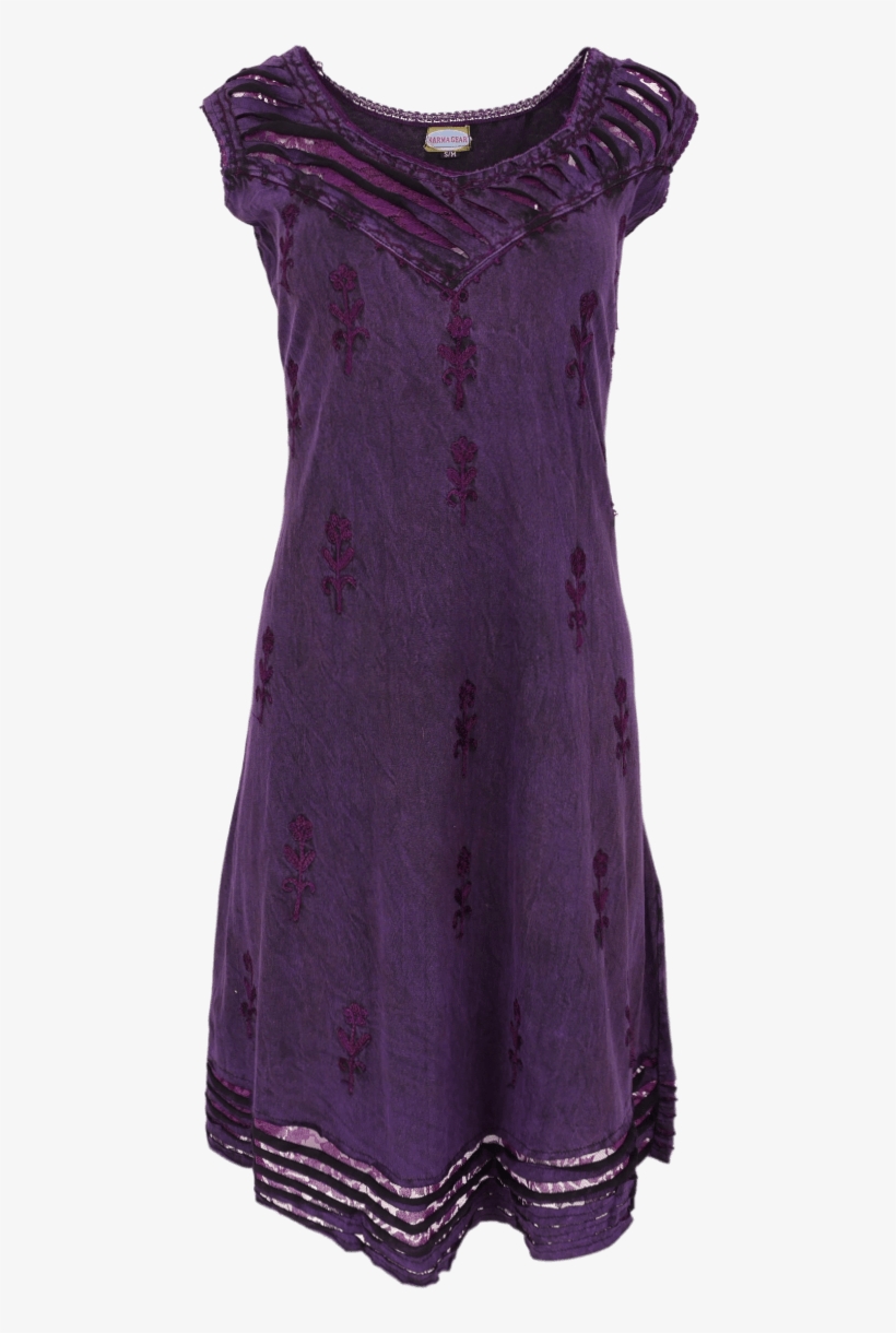 Lace Insert Dress Purple Front - Dress, transparent png download