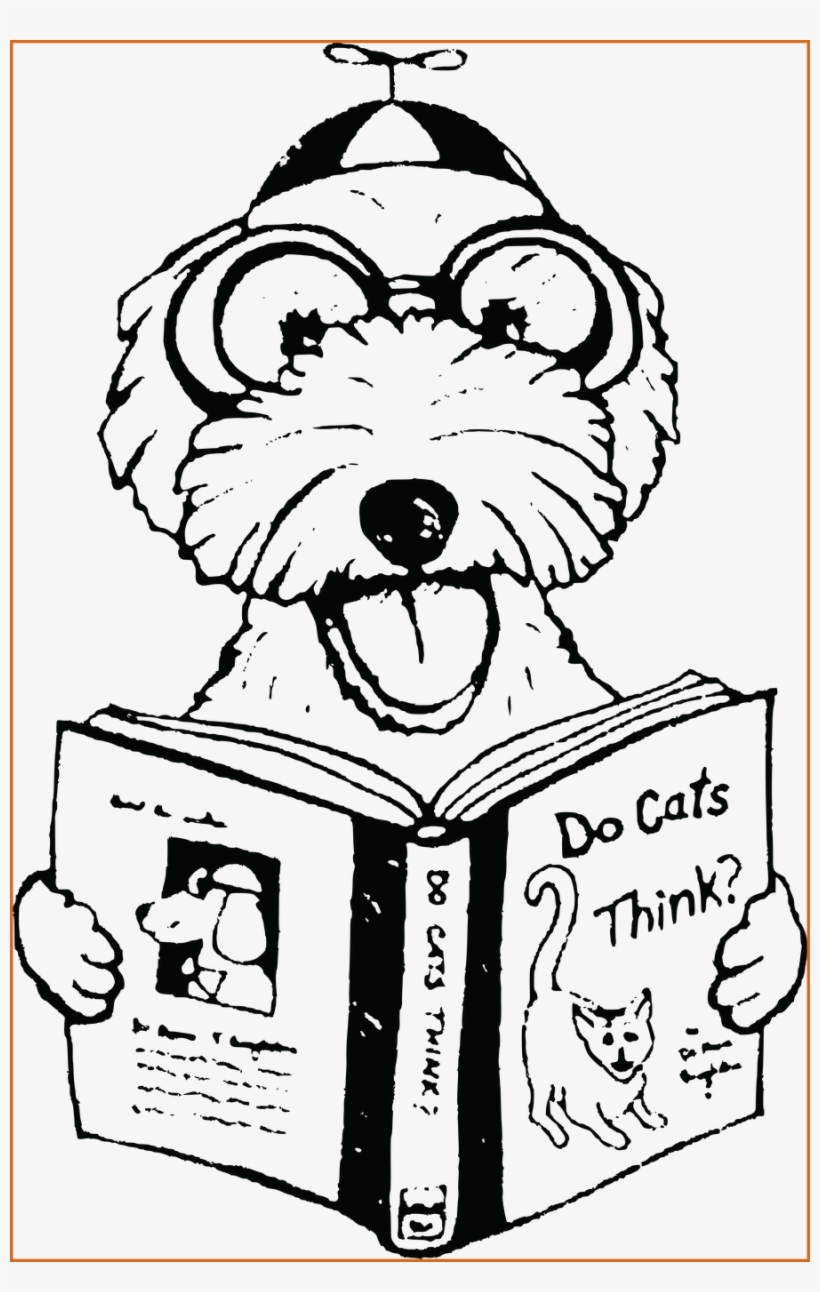 Best Clipart Of A Dog Reading Book About Cats For Cartoon - Dog Reading A Book Clipart, transparent png download