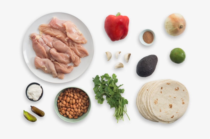 Chicken Fajitas With Finger Limes, Refried Beans & - Taco, transparent png download