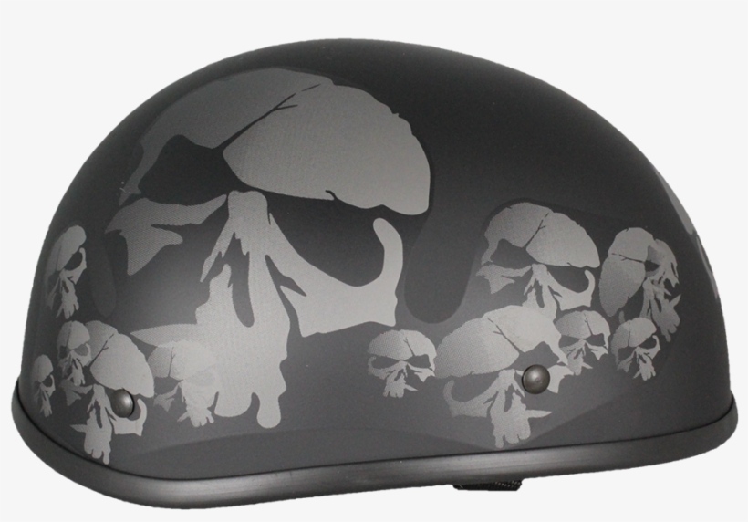 Skull Black Low Profile Helmet - Motorcycle Helmet, transparent png download