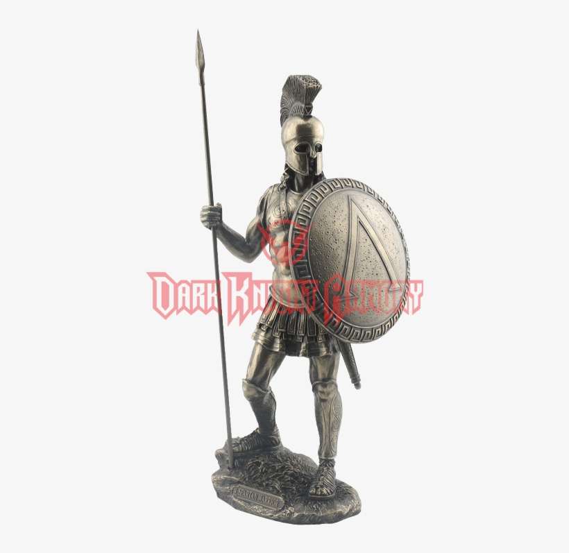Spartan Warrior With Spear And Hoplite Shield Statue - Roman Spear And Shield, transparent png download