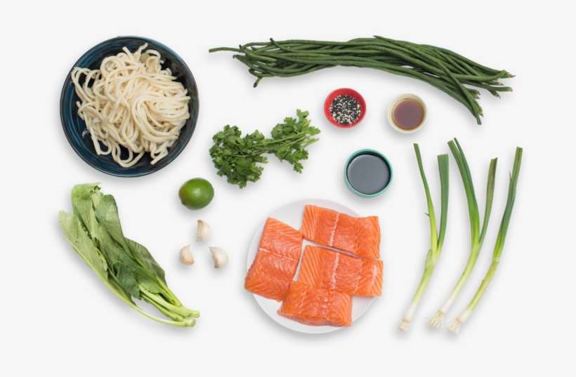 Seared Salmon & Long Beans With Teriyaki Udon Noodles - Salmon, transparent png download