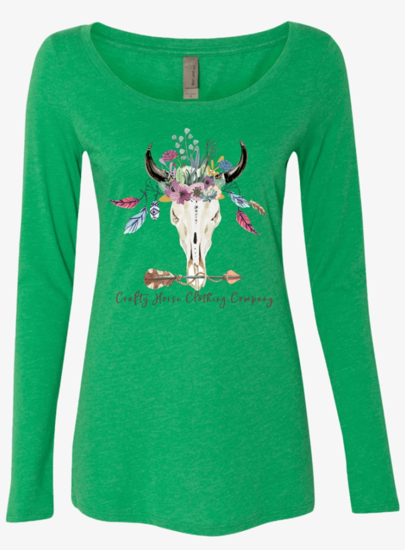 Boho Flower Crown Next Level Ladies' Triblend Ls Scoop, transparent png download