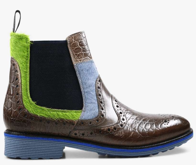 Ankle Boots Amelie 31 Croco Classic Hair On Stone Grey - Blue, transparent png download