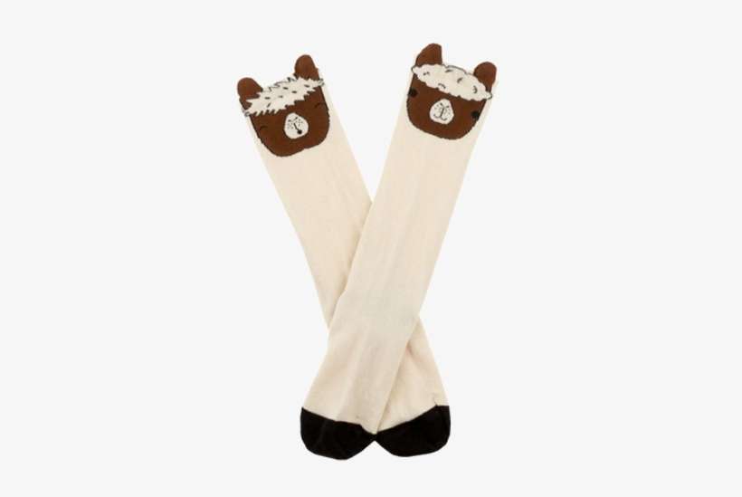 Llama Head High Socks Nami Boutique - Tinycottons Llamas Heads High Socks Beige / Brown, transparent png download