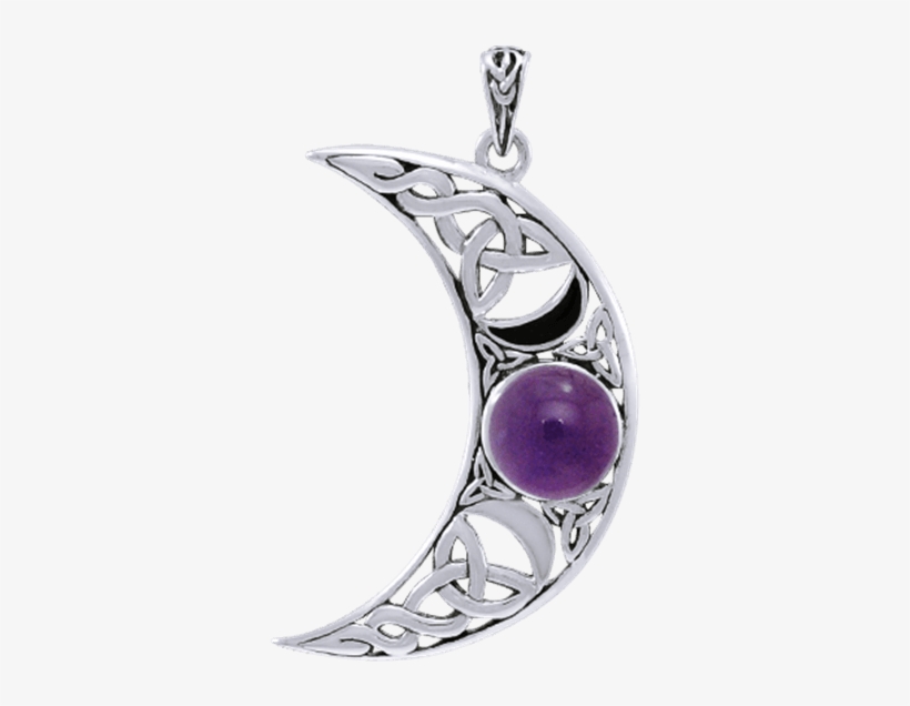 White Bronze Celtic Triple Goddess Moon Pendant, transparent png download