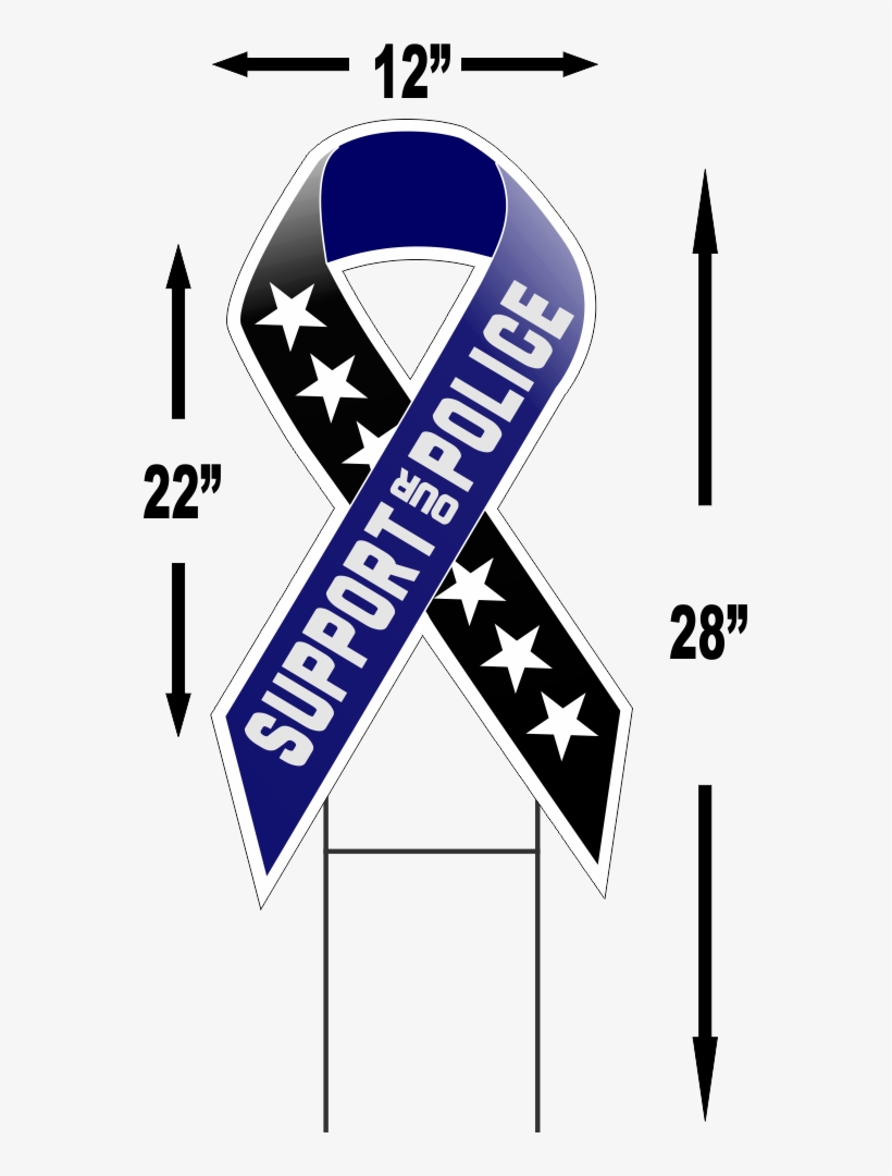 Support Our Police Large Ribbon Shaped 22"x 12" Outdoor, transparent png download