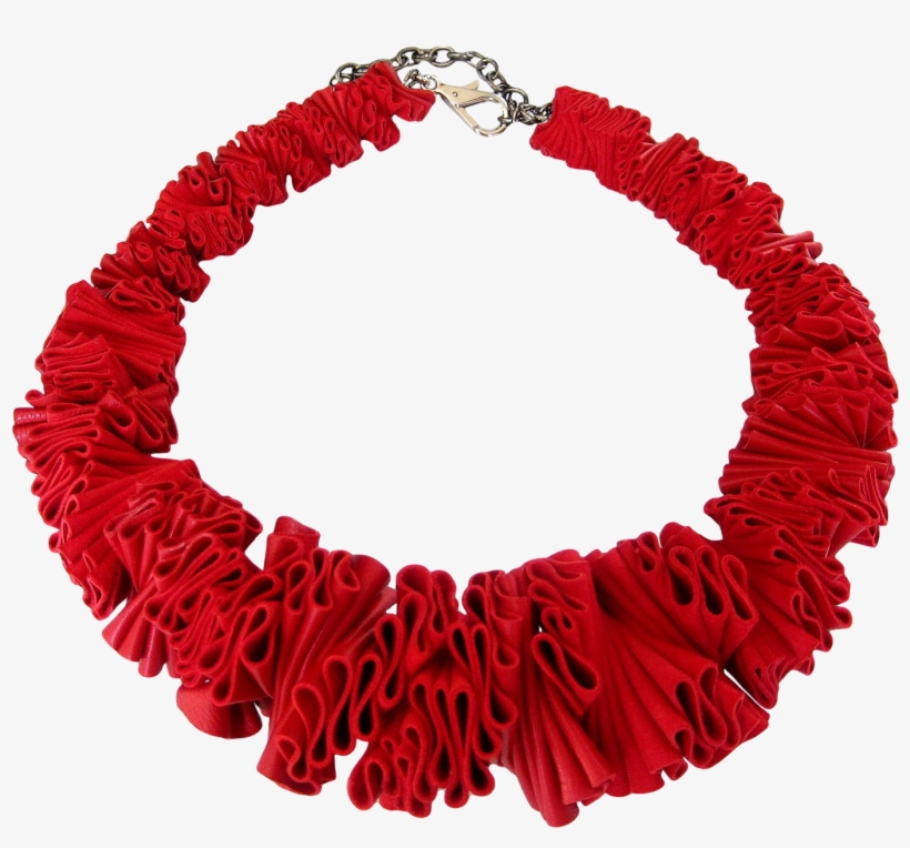 Ruffle Collar Red Leather - Pulseira Empório Top Ancora Pedra Onix, transparent png download