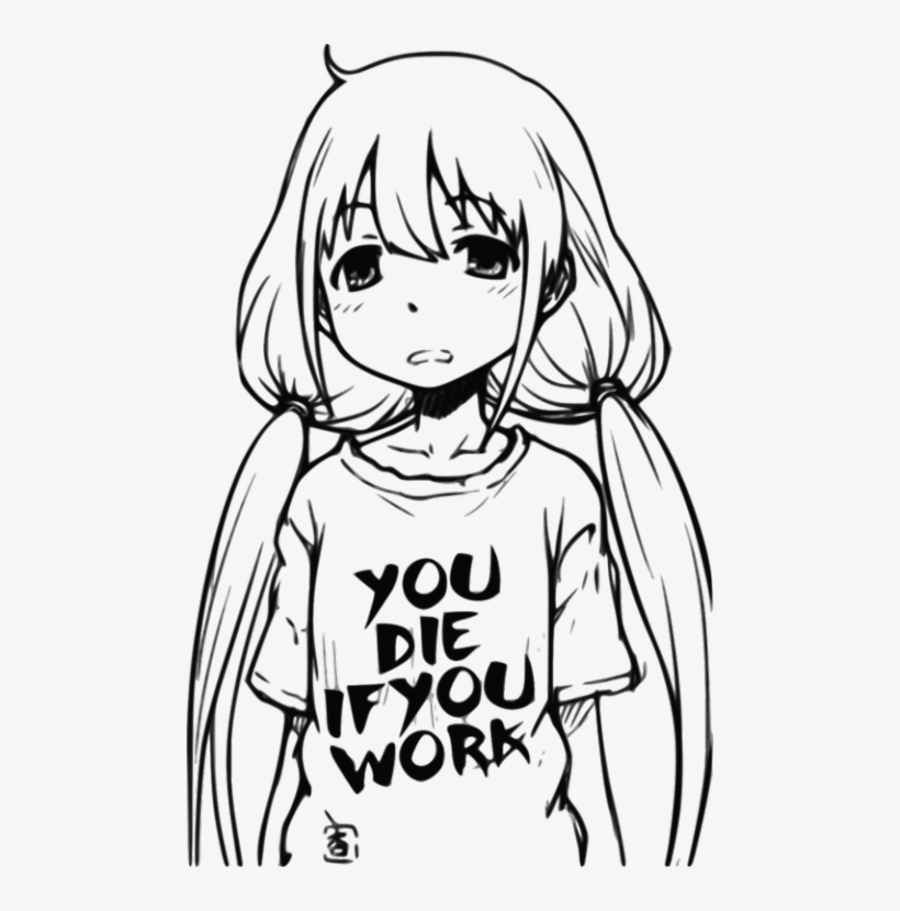 F You T-shirt Face Line Art White Black Woman Clothing - Idolmaster You Die If You Work, transparent png download