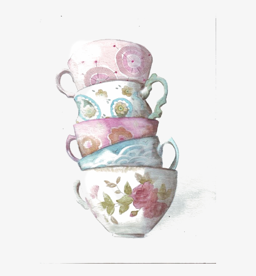 Teacup Coffee Watercolor Painting - Free Watercolor Teacup Painting, transparent png download