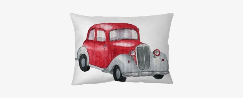 Watercolor Red Retro Car - Punainen Auto Piirretty, transparent png download