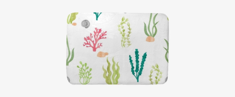 Watercolor Seamless Pattern With Corals, Seaweeds, - Balık Resmi Boyama Renkli, transparent png download