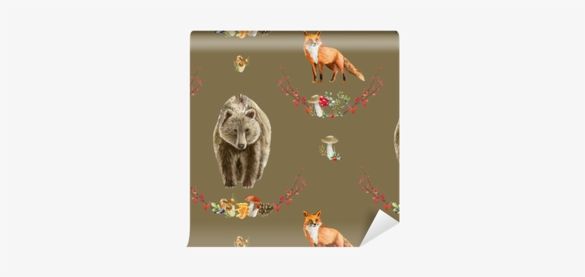 Seamless Pattern Repeated Tile Of Watercolor Animals - Watercolor Painting, transparent png download