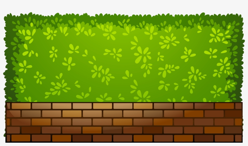 Brick Fence With Plants Png Clipart - Green Fence Clipart, transparent png download