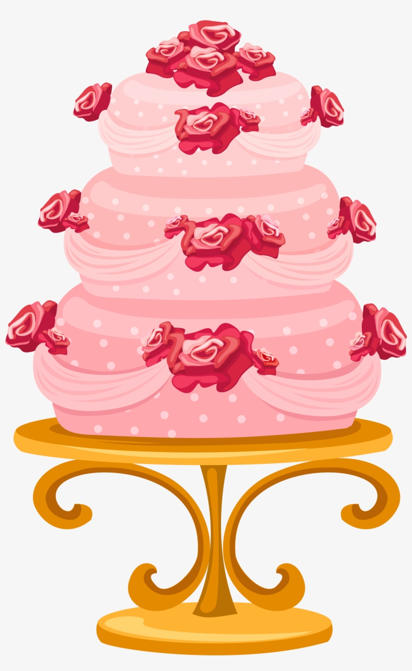 Cake With Roses Png Clipart Image - Cake, transparent png download