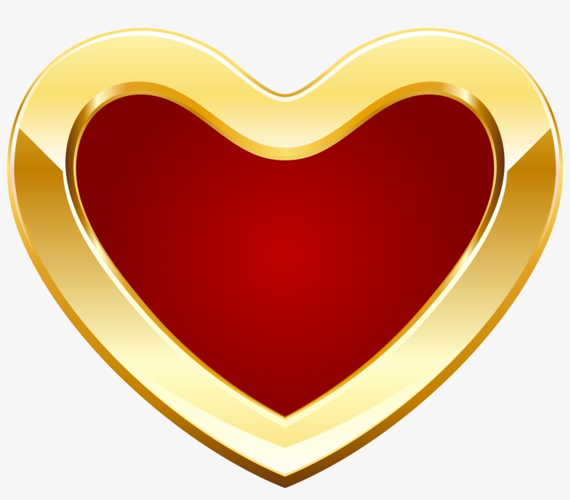 Red And Gold Heart Png Clipart - Clip Art, transparent png download