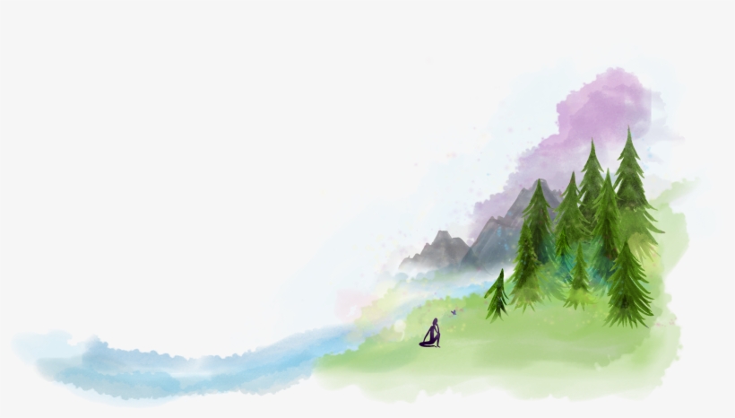 Hours Pass As You Sit, Surrounded By Beauty And Stillness - Watercolor Painting, transparent png download