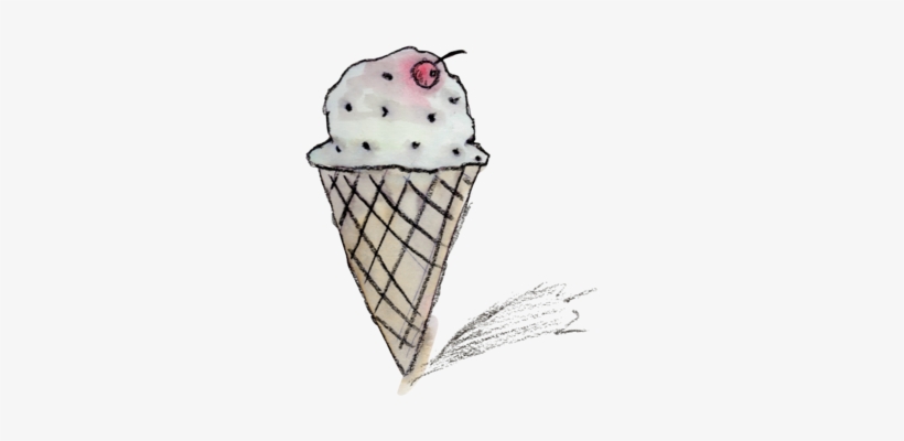 Done With Watercolors And A Black Crayon - Ice Cream Cone, transparent png download