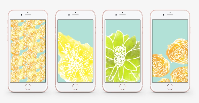 Mockups Of Lockscreens With Watercolor Flowers - La Jolla, transparent png download
