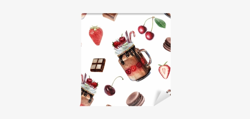 Watercolor Chocolate Shake Pattern Wall Mural • Pixers® - Watercolor Painting, transparent png download