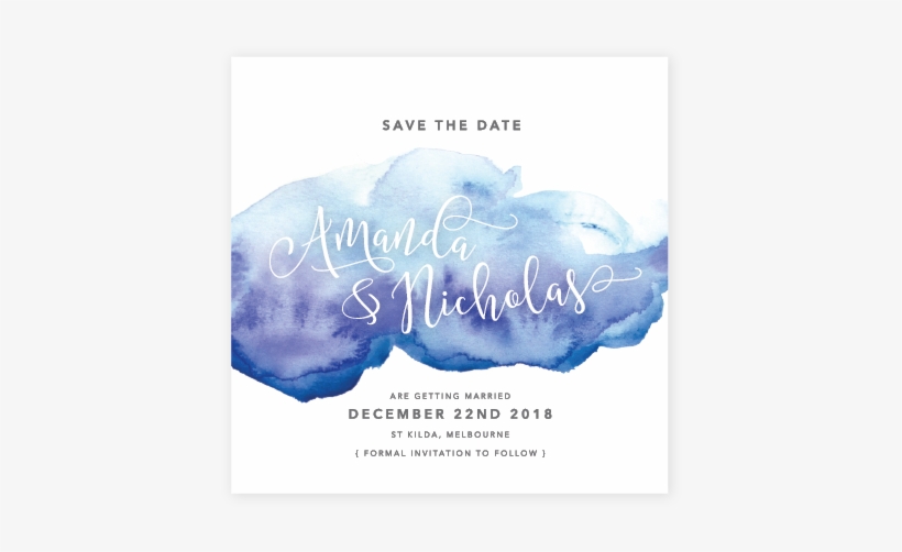 Watercolour Save The Date , Blue - Self-care, transparent png download