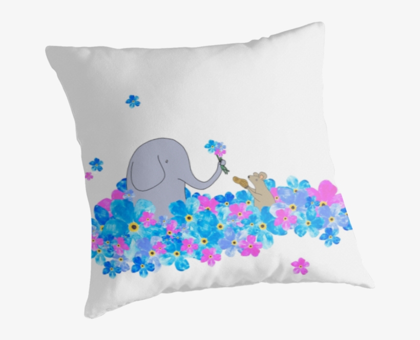 Elephant And Mouse Best Friends In A Field Of Forget - Cushion, transparent png download