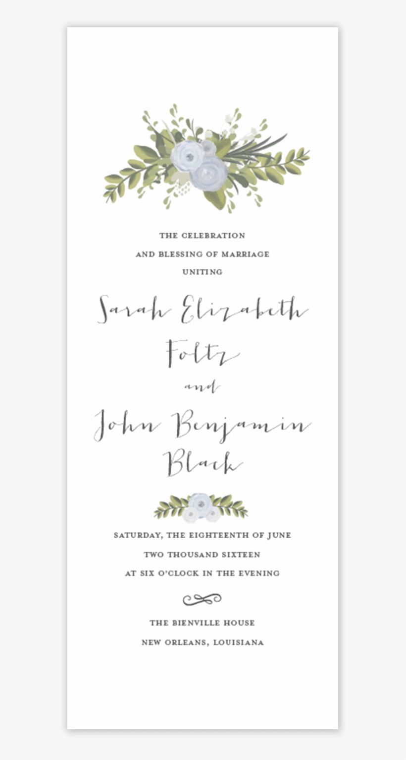 Blue Flower \\ Folded Wedding Ceremony Program - Wedding, transparent png download