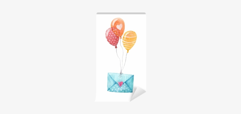 Isolated Watercolor Illustration Of An Envolope And - Hot Air Balloon, transparent png download