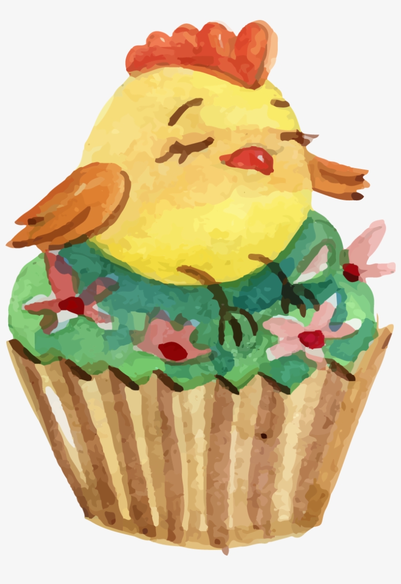 Cupcake Easter Cake Watercolor Painting - Transparent Easter Cake, transparent png download