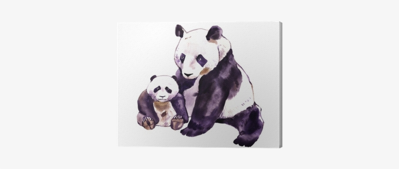 Panda Bear And Baby Bear - Watercolor Painting, transparent png download