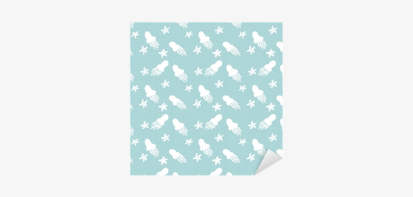 Sea Watercolor Seamless Pattern With White Jellyfishes - Motif, transparent png download