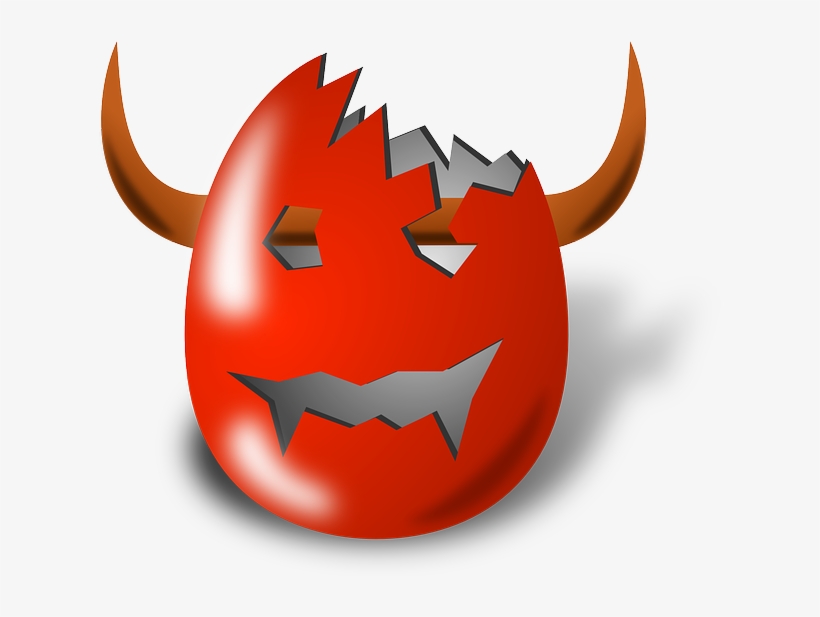 Red, Cartoon, Eggs, Egg, Easter, Broken, Devil, Horns - Cracked Egg Devil Throw Blanket, transparent png download