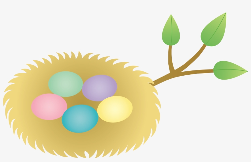 Black And White Easter Bunny Source - 5 Eggs In A Nest Cartoon, transparent png download