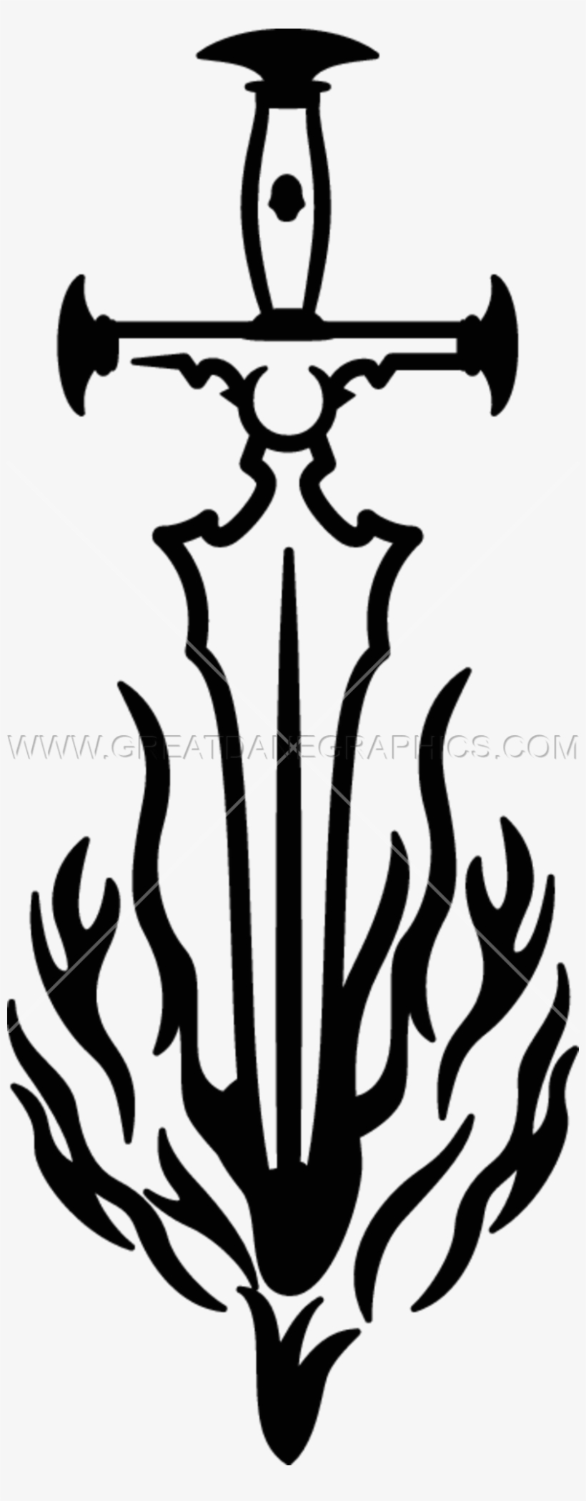Fire Sword - Fire Sword Black And White, transparent png download