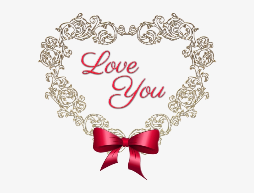 Heart With Red Bow Love You Png Clipart Picture - Heart Love You Png, transparent png download