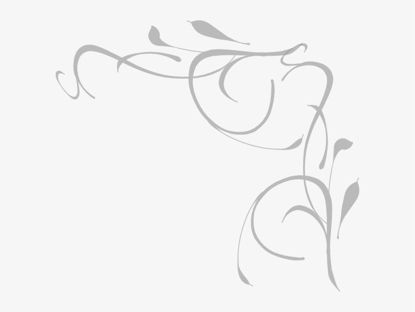Gray Floral Corner Clip Art At Clker - Vine Clip Art, transparent png download