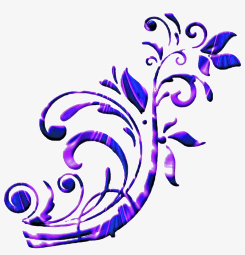 Scroll Purple Blue Swirl Border Frame - Portable Network Graphics, transparent png download
