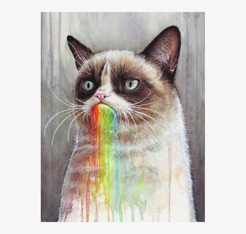 Click And Drag To Re-position The Image, If Desired - Grumpy Cat Tastes The Rainbow, transparent png download