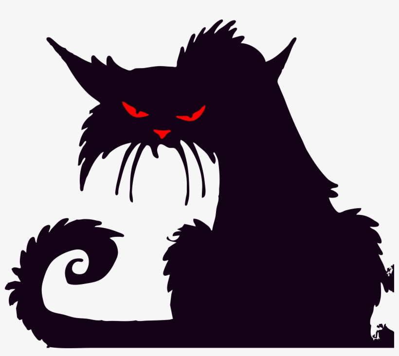 Evil Cat Png Clip Art Free - Halloween Silhouette, transparent png download