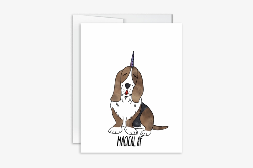 Magical Af Watercolor Basset Hound Greeting Card - Basset Hound, transparent png download