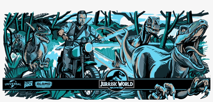 Jurassic World Illustration For Alamo Drafthouse Pint - Drafthouse Pint Glass, transparent png download