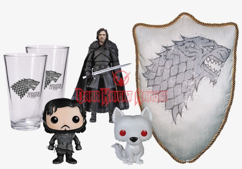 Jon Snow Collectors Set - Game Of Thrones Stark House Sigil Direwolf Throw Pillow, transparent png download