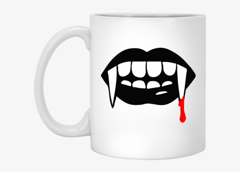 Black Vampire Fangs Halloween White Mug - Vampire Teeth Png, transparent png download