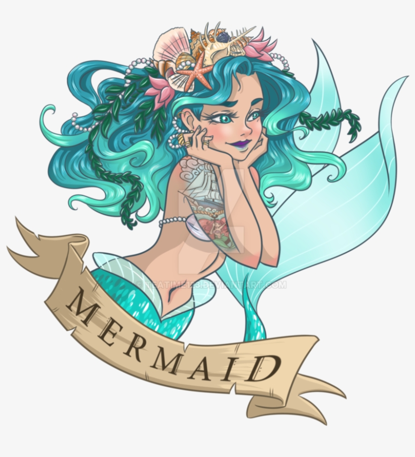Mermaid By Teatime123 On Deviantart - Mythical Creature Mermaid Drawings, transparent png download