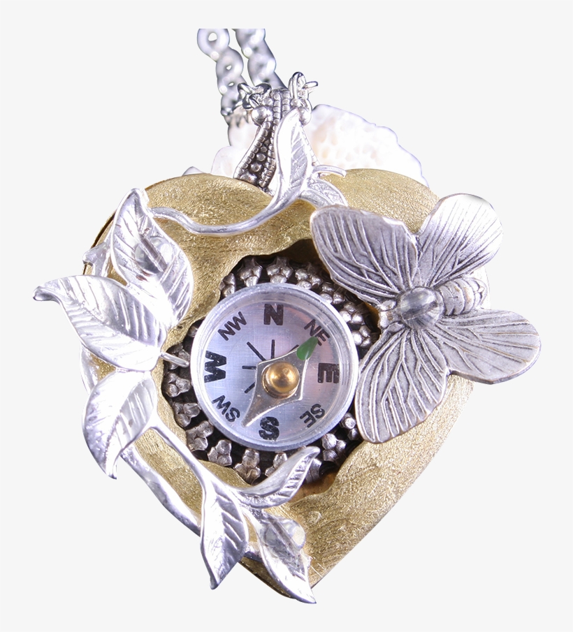 Follow Your Heart Compass Necklace Steampunk Heart - Pendant, transparent png download