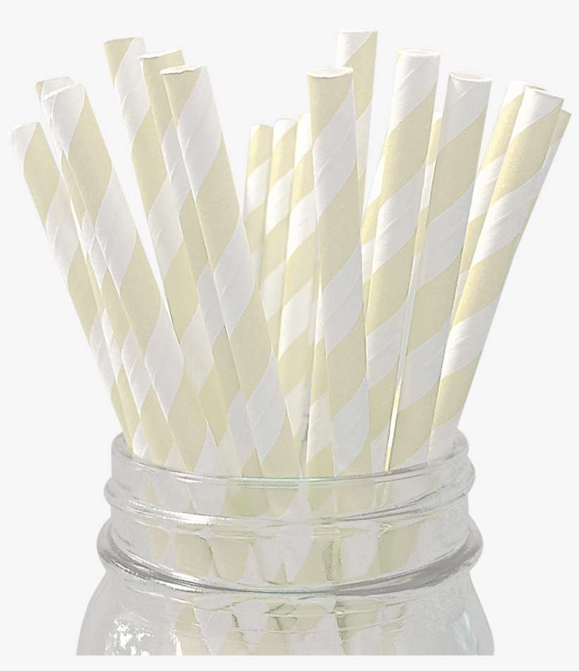 Ivory Striped 25pc Paper Straws, transparent png download