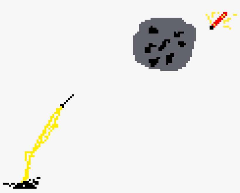 Rocket Ship,moon And Meteor - Pixel Art, transparent png download